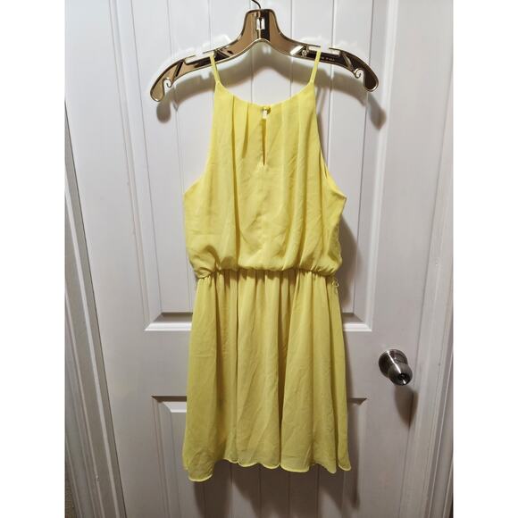 BCX Yellow Dress Women's M Halter Elastic Waist Lined Spring Summer - Picture 5 of 7
